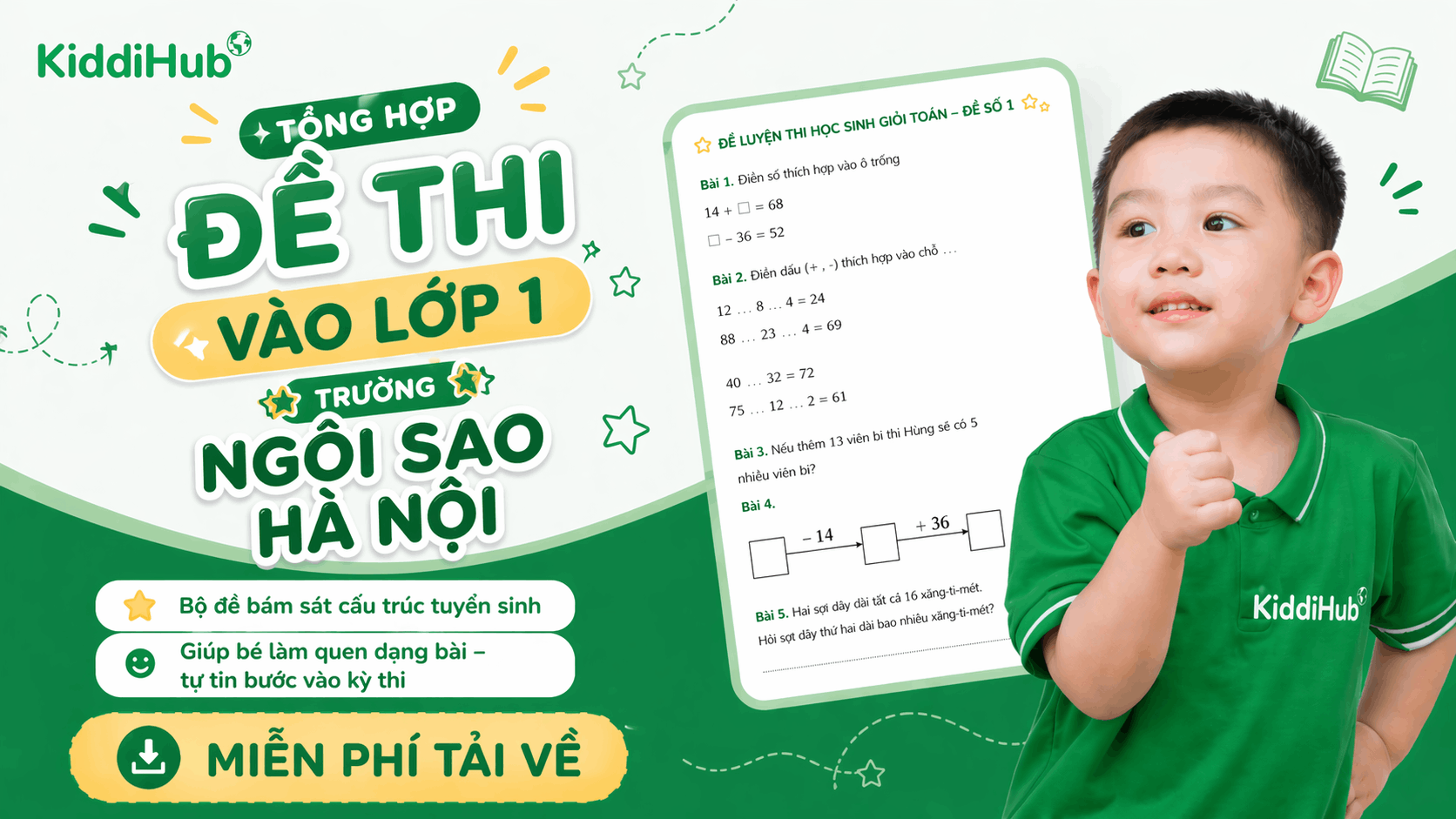 Tá»ng há»£p Äá» thi vÃ o lá»p 1 trÆ°á»ng NgÃ´i Sao HÃ  Ná»i