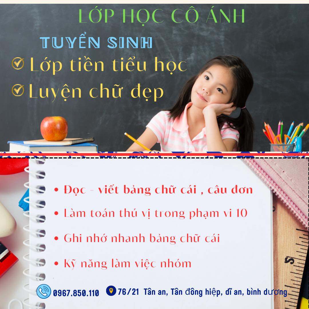 Lớp Tiền Học _ Luyện Chữ Đẹp , Dĩ An, Bình Dương