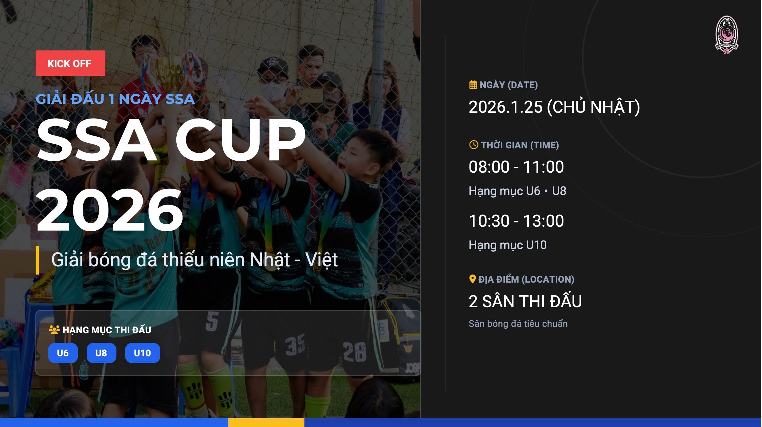 Sakura Sport Academy khởi động giải bóng đá thiếu nhi SSA CUP năm 2026