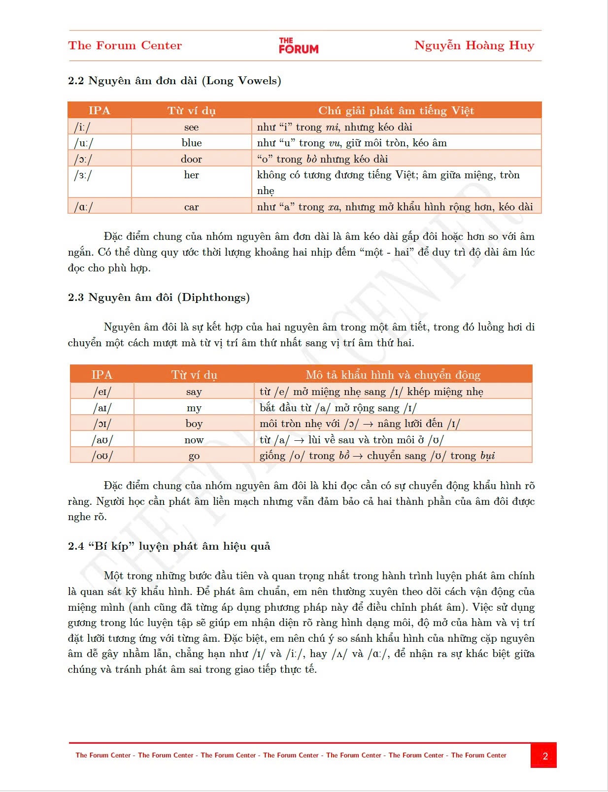 Lớp The Forum English - Cơ sở 1