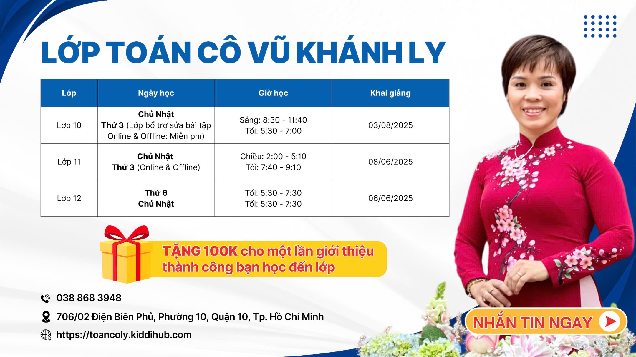 Lớp Toán cô Vũ Khánh Ly - Chuyên Lê Hồng Phong Tp.HCM (Quận 10)