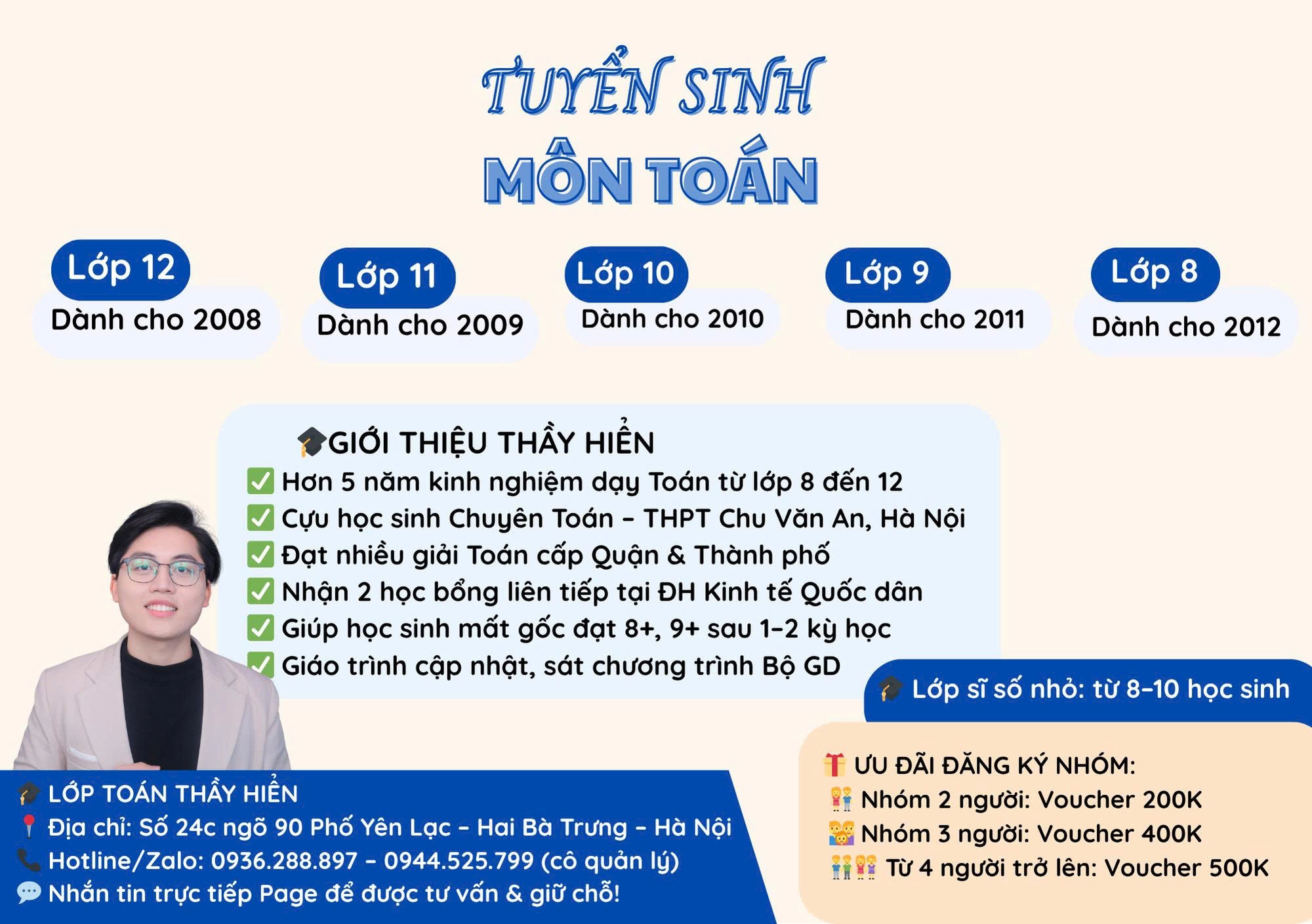 Lớp Toán Thầy Hiển - Luyện Thi Đại Học 10,11,12 - Luyện Thi Vào 10 - Vĩnh Tuy