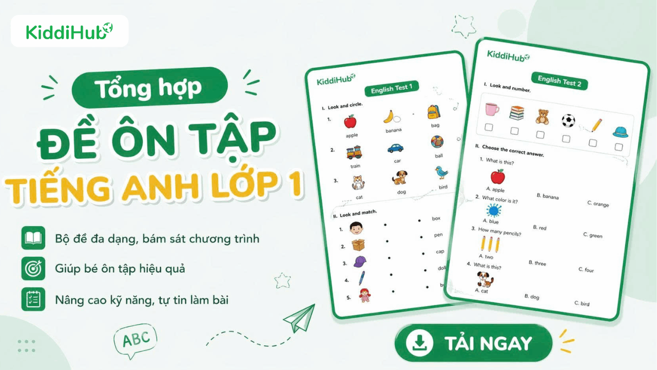 Trá»n bá» Äá» Ã´n táº­p Tiáº¿ng Anh lá»p 1 nÄm 2026