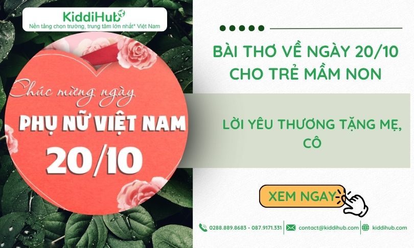 Bài thơ về ngày 20/10 cho trẻ mầm non – Lời yêu thương tặng mẹ, cô