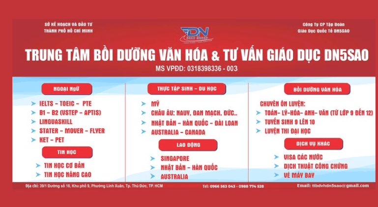 Trung Tâm Bồi Dưỡng Văn Hóa DN5SAO - Linh Xuân