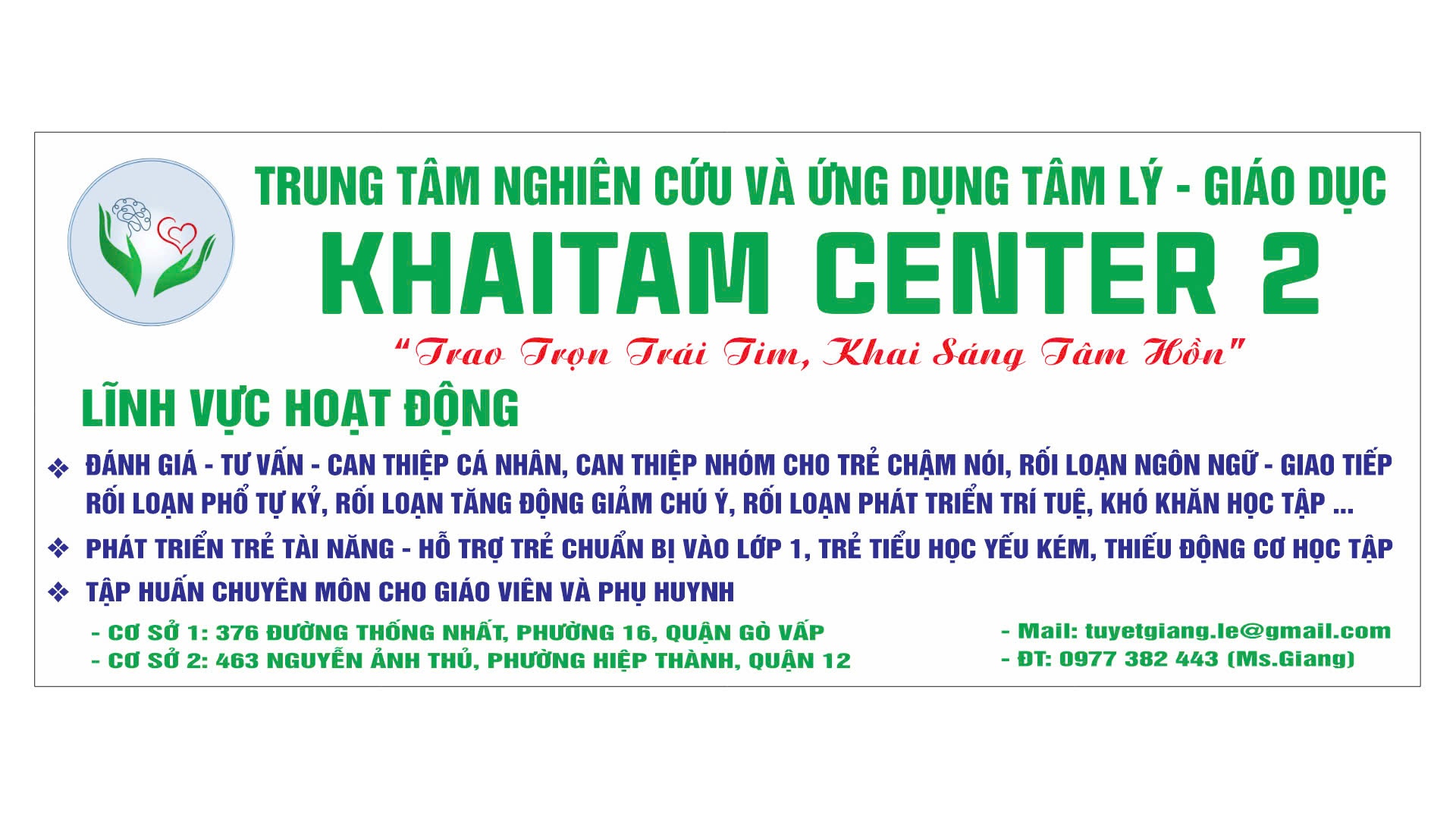 Trung Tâm Nghiên Cứu Và Ứng Dụng Tâm Lý Giáo Dục Khai Tâm Center 2 - Hiệp Thành