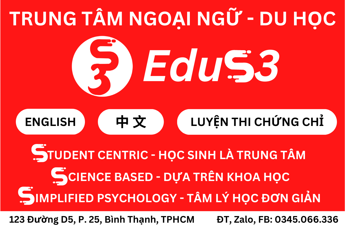 Trung tâm Ngoại ngữ - Du học EduS3 - Bình Thạnh
