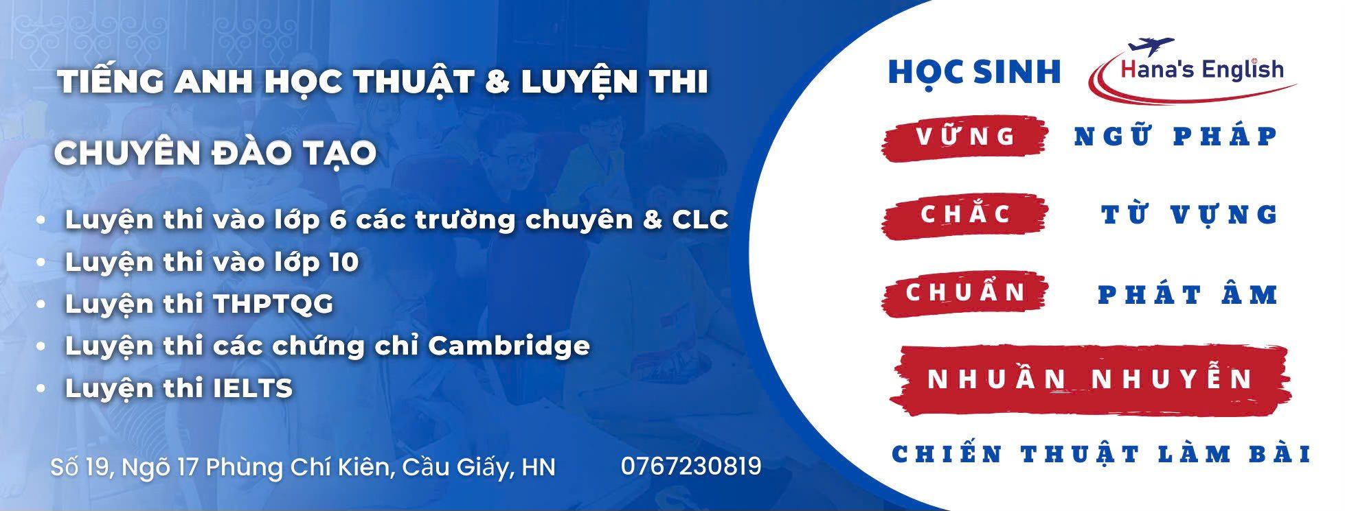 Trung tâm Tiếng Anh học thuật và Luyện thi Hana’s English - Nghĩa Đô