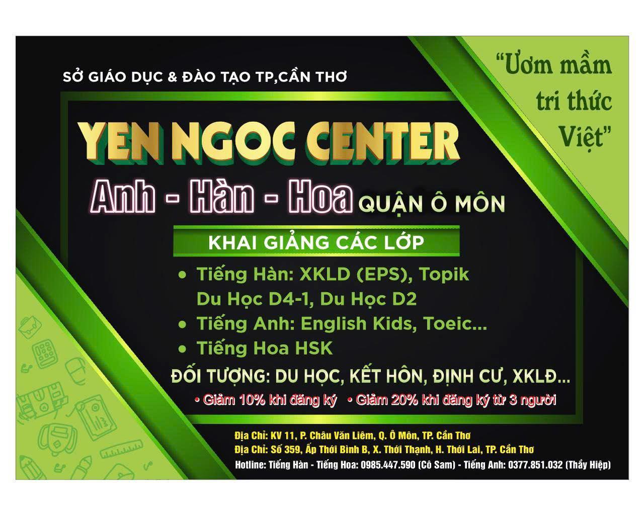 Trung tâm YEN NGOC center ANH - HÀN - HOA - Thới Lai